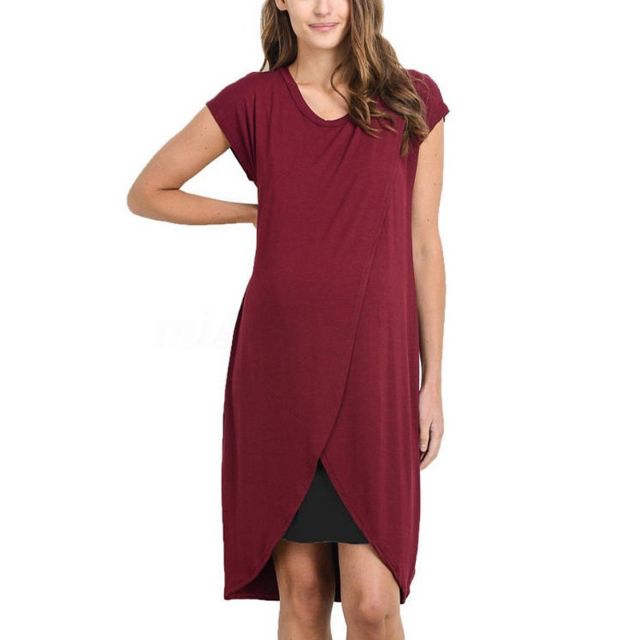 wine red maternity dress