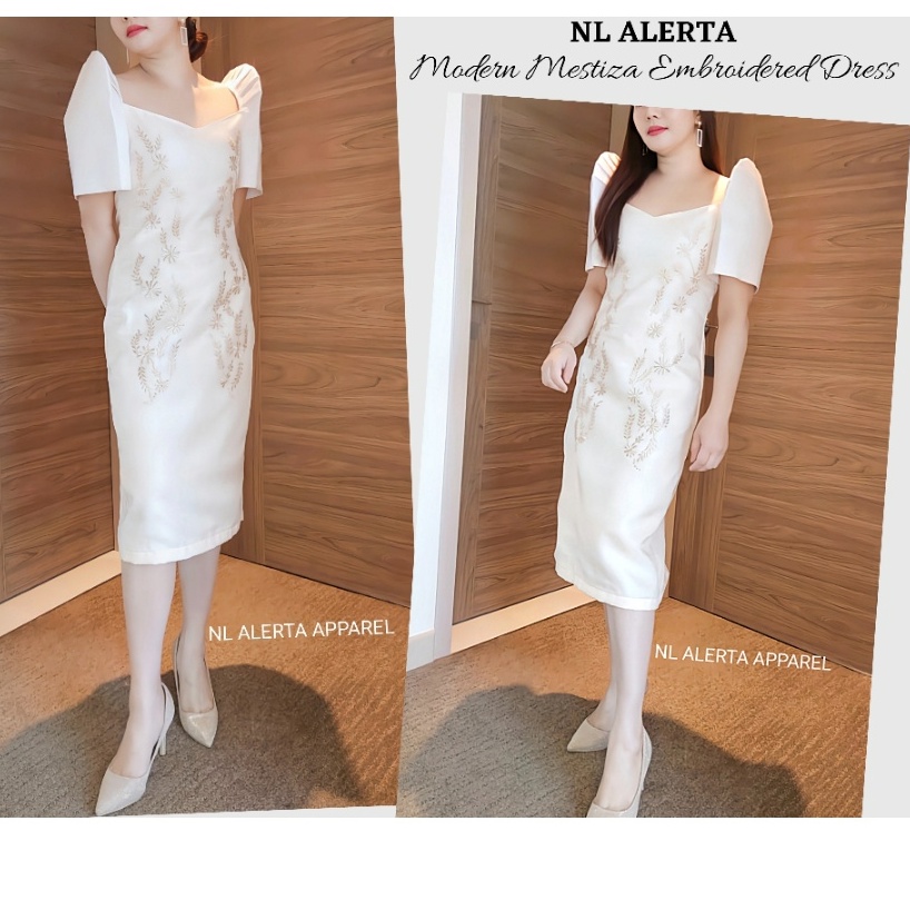 cream filipiniana dress