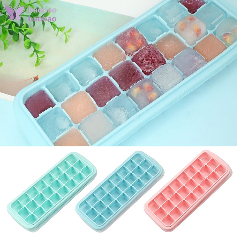 15grid/24 Grid Ice Tray Silicone Ice Cube Molder With Lid | Shopee ...