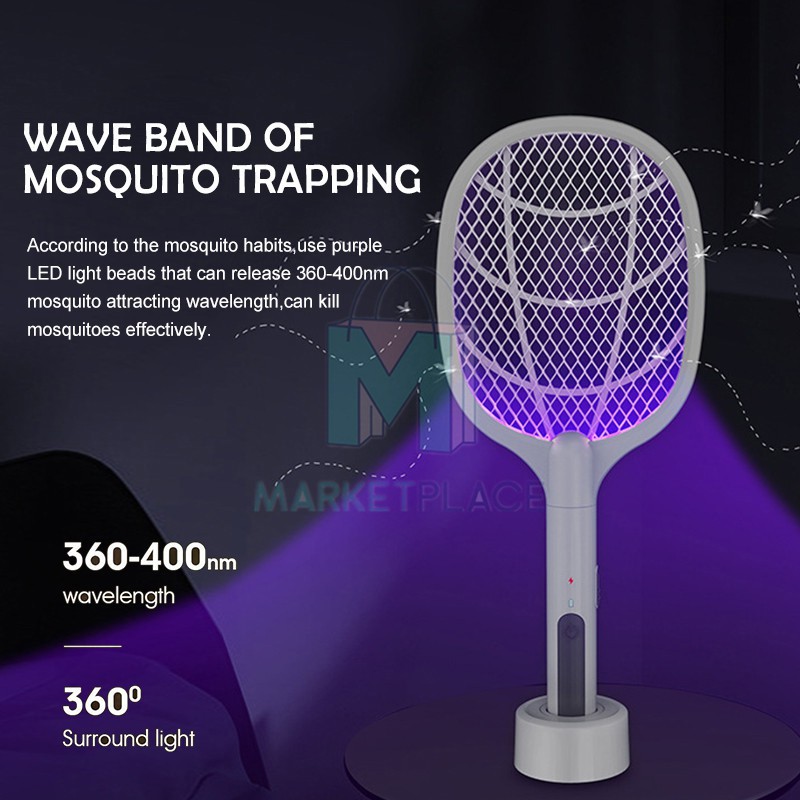 2 in 1 Electric Insect Racket electric mosquito killer lamp Mosquito Swatter USB Rechargeable