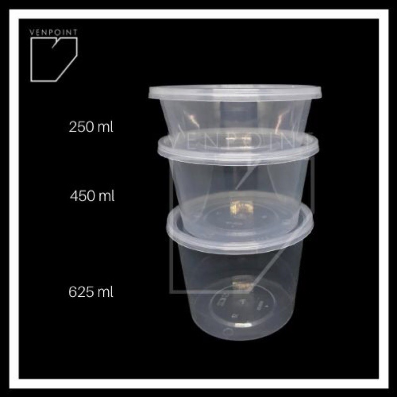 Round Microwavable Plastic Container RO 250ml 450ml 625ml | Shopee