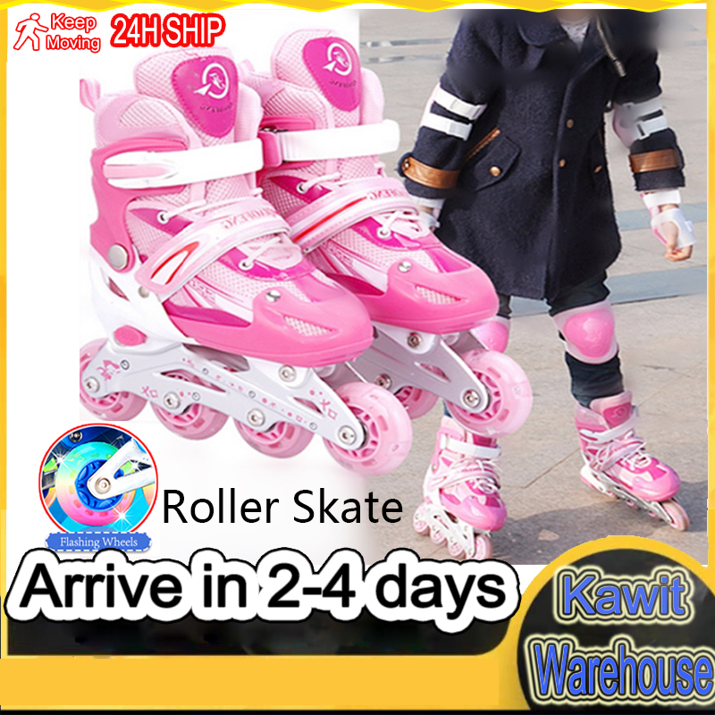 Outdoor Kids Roller Skate Rollerblades Adjustable Flash Inline Skates