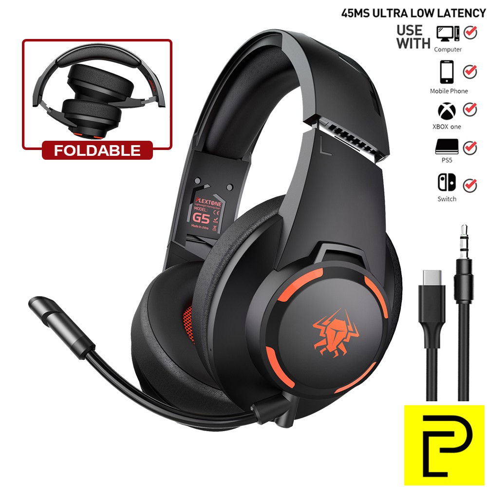 Plextone G5 Headset Foldable Wireless 45ms Low Latency with mic Noise