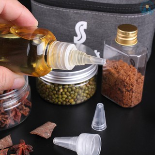 S-S 7 PCS Spice Cruets Set Travel Size Salt Bottle BBQ Sauce Container Anise Bottle Storage Bag Set for Camping Hiking BBQ Self-driving Traveling #2