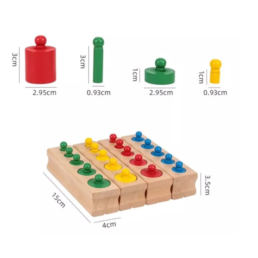 Montessori Wooden Colored Cylinder / Montessori Knobbed Cylinders ...