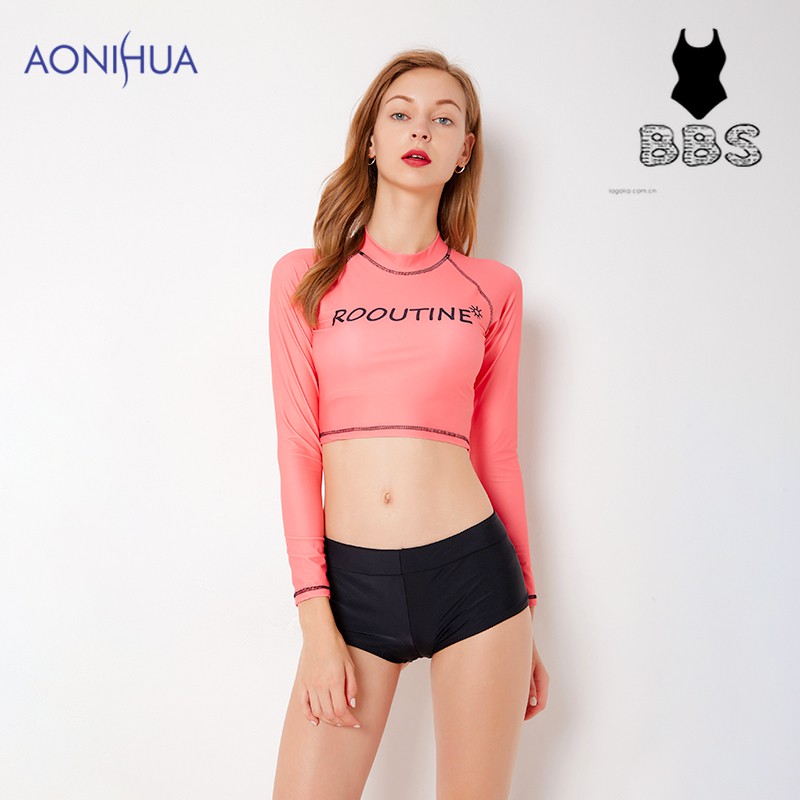 two piece bathing suit with sleeves