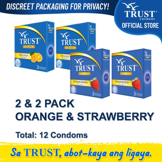 Trust Condoms Strawberry & Orange Scent, 4 packs | Shopee Philippines