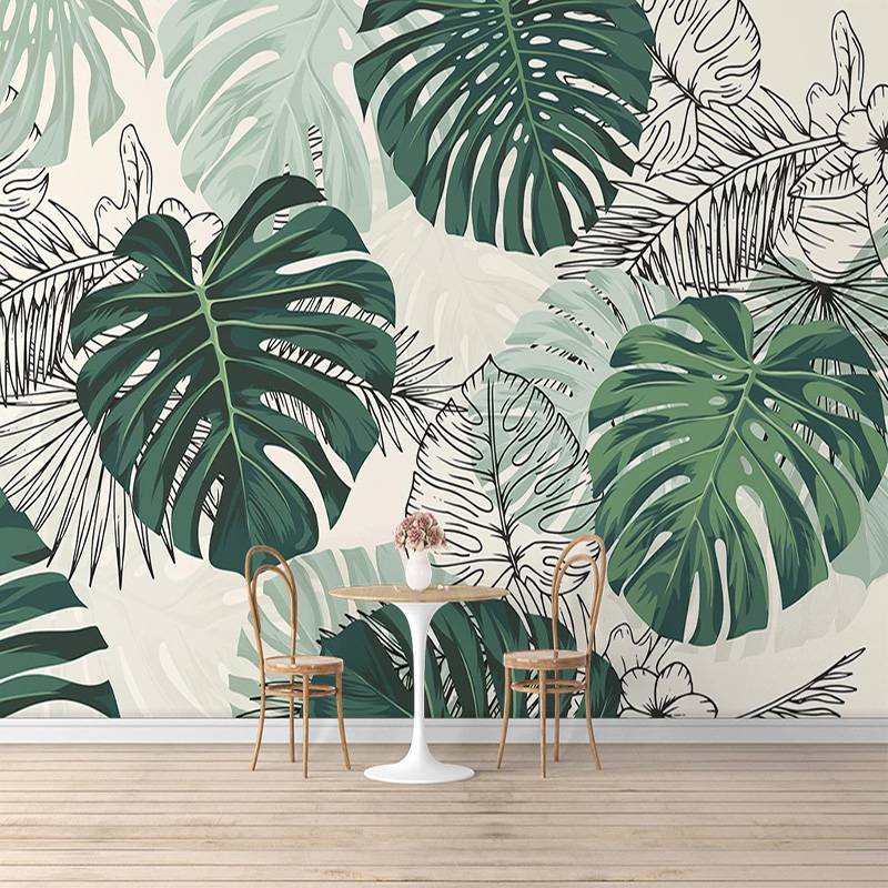 Self-Adhesive Wallpaper Modern Tropical Plant Photo Wall Murals Living