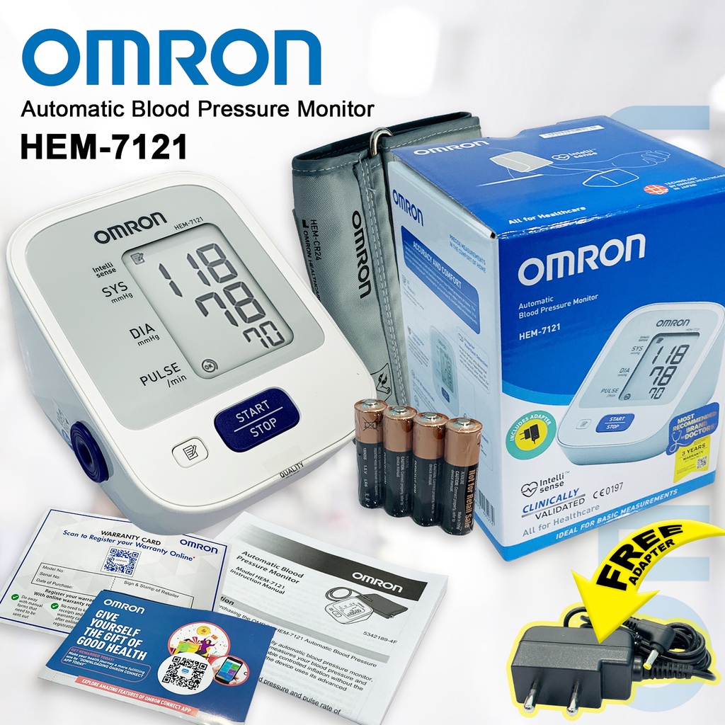 OMRON Automatic Blood Pressure Monitor HEM7121 Includes Omron Adapter