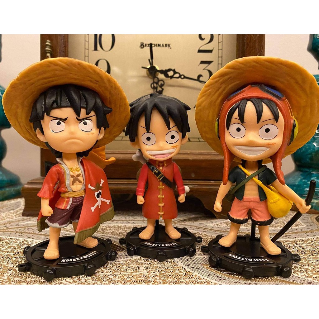 Luffy One Piece X 3 Big Heads Toy Figure Set Shopee Philippines