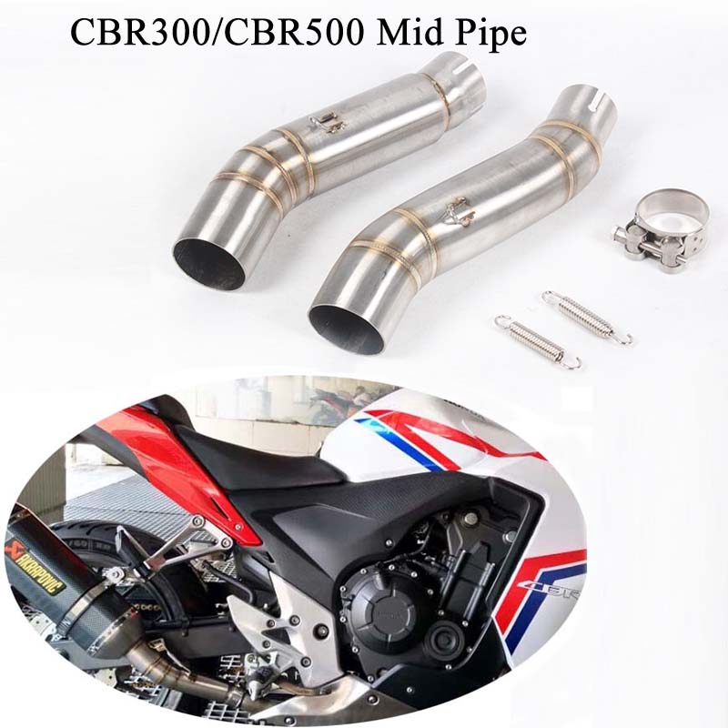 Stainless Steel Exhaust Vent Middle Mid Link Pipe Link Connect Pipe fit for CBR500R CB500X CBR400R CB400X Motorcycle Exhaust Pipe Middle Link Pipe 