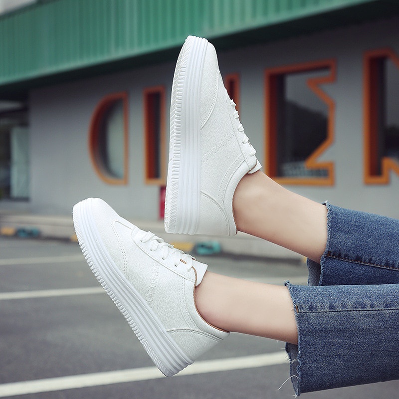 white flat sole trainers