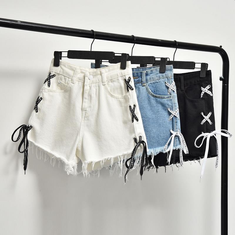 black denim hotpant shorts