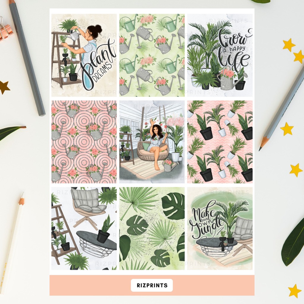 plant lady planner stickers plantita flowers