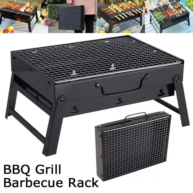 Health House PORTABLE Stainless Steel Barbeque Grill Pits Black BBQ 1Pc