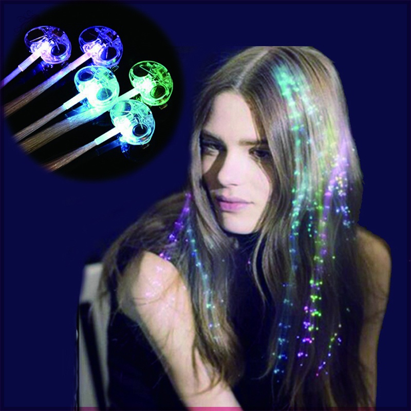 LED Light Up Hair Extensions Hairpin Fiber Optic Hair Clip Rave Party Women Lady 