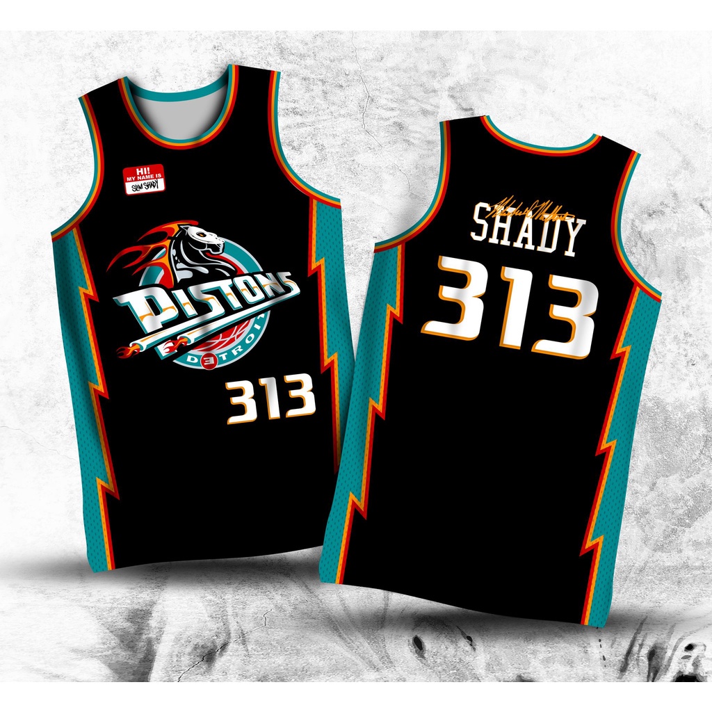 NEW! Eminem Slim Shady Detroit Pistons Jersey Full Sublimation Jersey