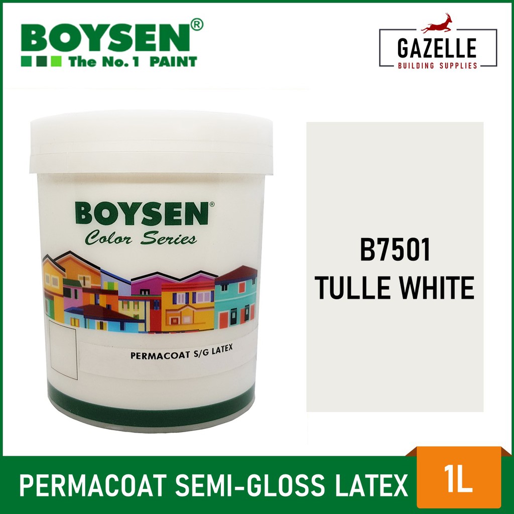 Boysen Permacoat SemiGloss Latex Paint Tulle White B7501 1 Liter