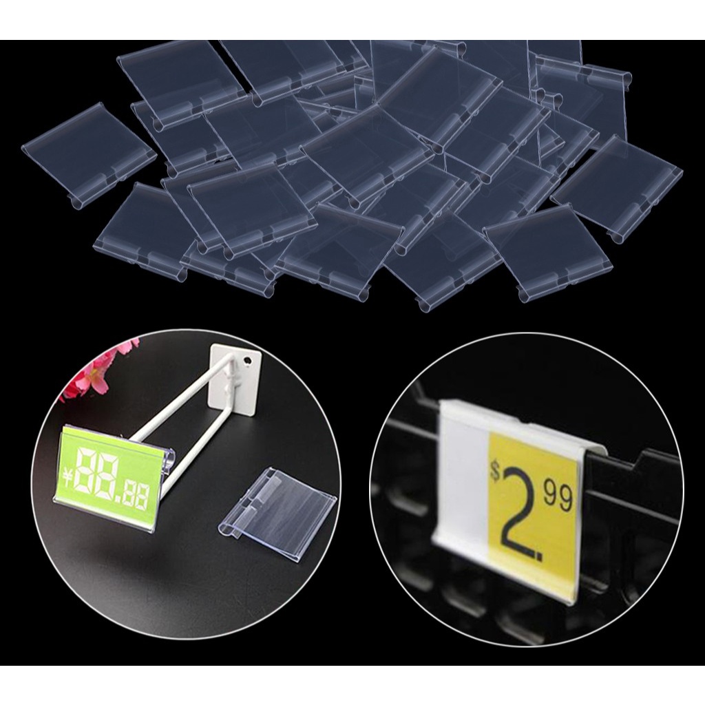 SafeTrip 50PCS Clear PVC Shelf Retail Price Tag Label Display Holder for Supermarket SPS