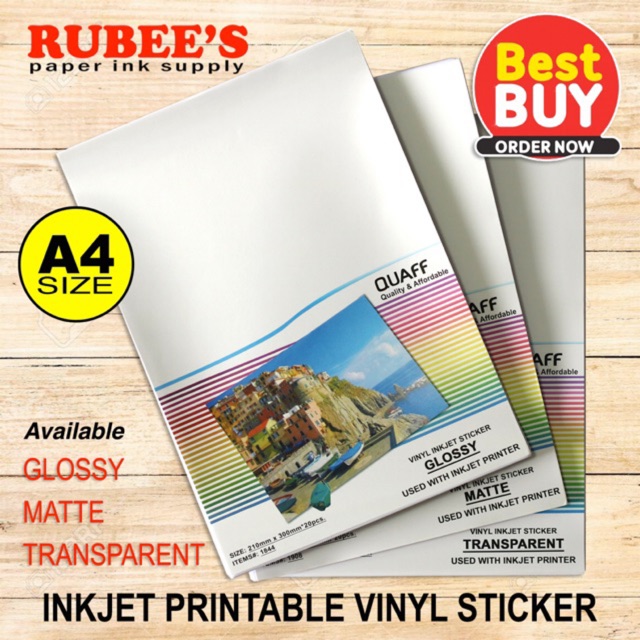 Quaff A4 Printable vinyl Sticker Glossy Matte Transparent Quaff A4 Printable vinyl Sticker Glossy Matte Transparent