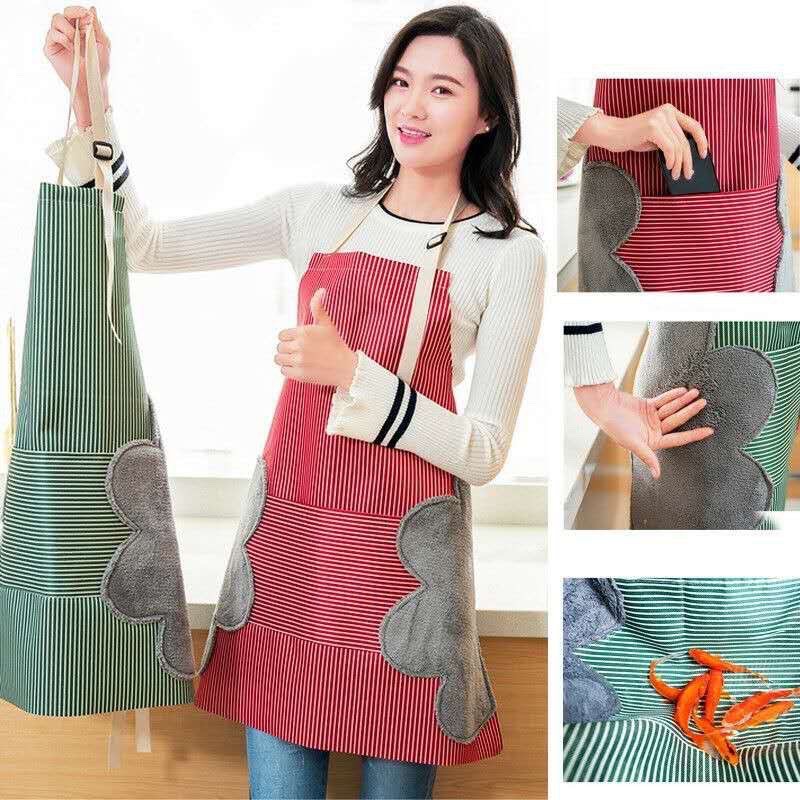 Linen Apron Solid Color Woman Work Apron Adult Kitchen Chefs Waiter