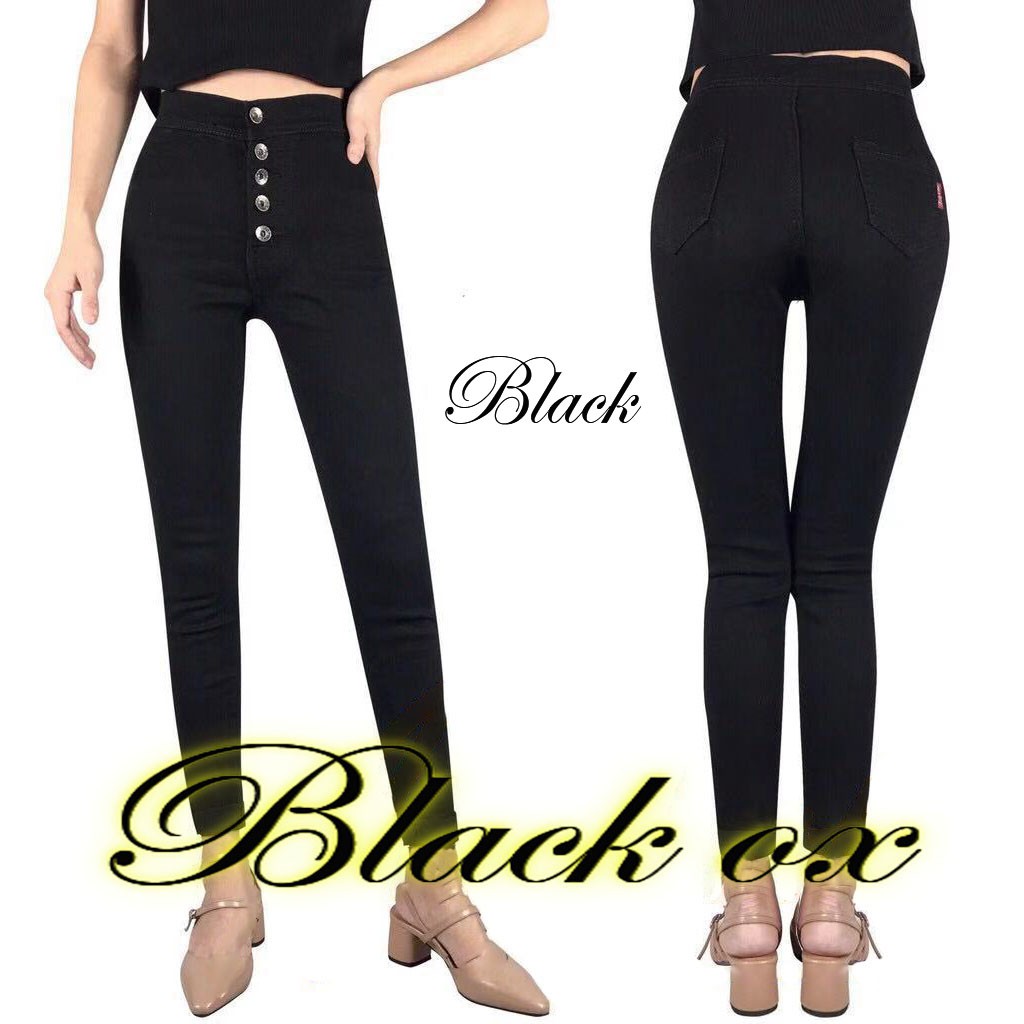 5 button black jeans