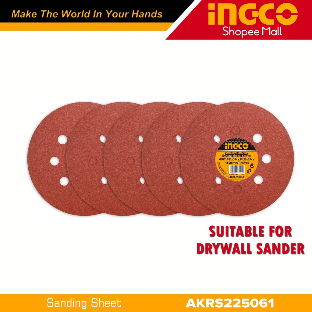 Ingco AKRS225061 6pcs Sanding Sheet 225mm for Drywall Sander _H