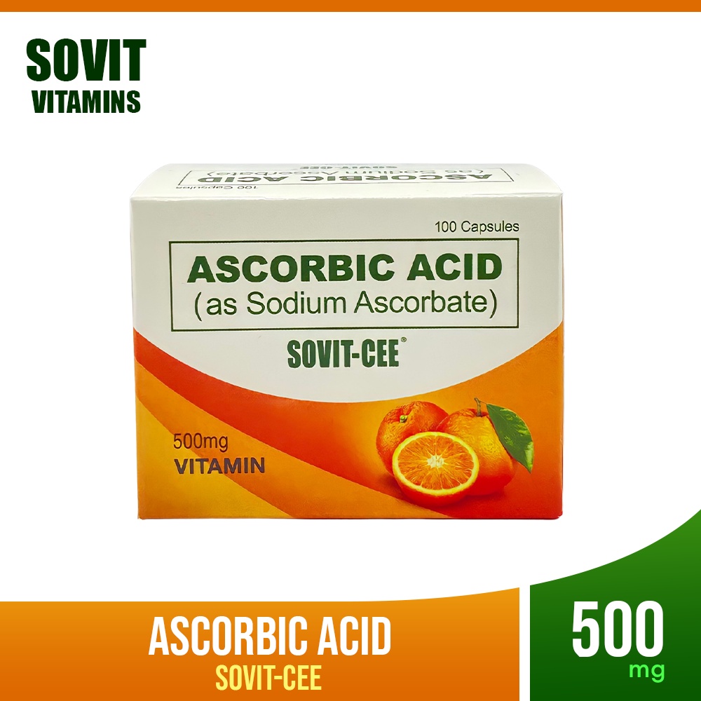 Sovit Cee (Ascorbic Acid As Sodium Ascorbate) 500mg (100 Caps) Shopee