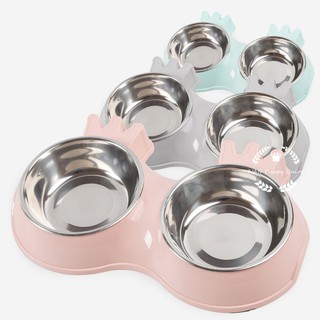 [Fat Fat Cute Dog]Crown Designed 2 in 1 Stainless Feeder Bowl for Dog Cat Pets