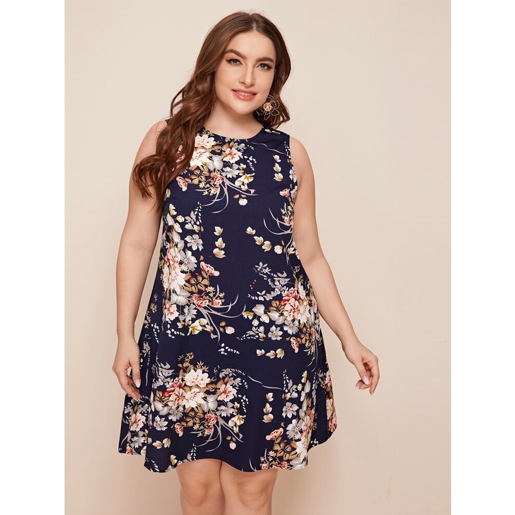 Simplee Floral Plus Size Basic Dress A2681 | Shopee Philippines