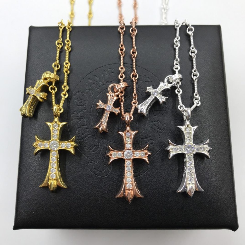 7 Chrome Hearts Full Diamond Double Cross White Copper Material Imported Electroplating Process P Shopee Philippines