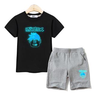 Kids Fashion Suit Roblox Clothing Boys T Shirt Pants Sets Boy Costume 2pc Set Shopee Philippines - roblox latex outfit