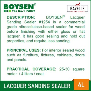 Boysen Lacquer Sanding Sealer B1254 - 4L | Shopee Philippines