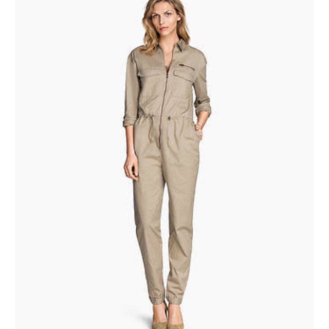 h&m beige jumpsuit