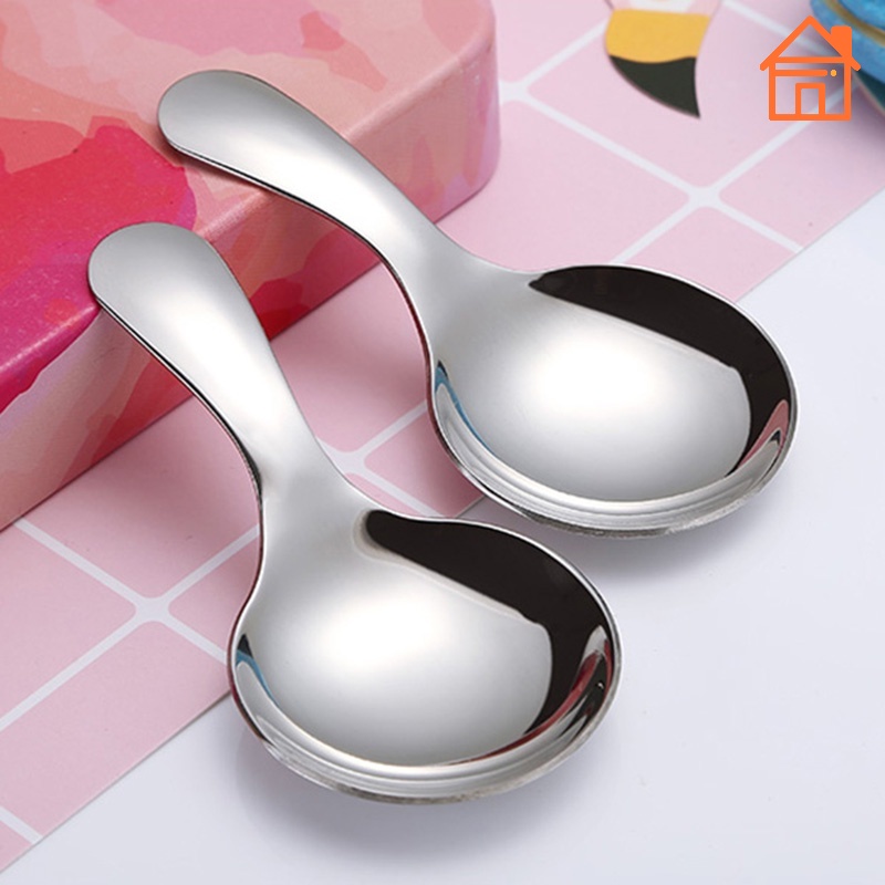 Short Handle Silver Spoon / Ice Cream Fruit Dessert Spoons / Kitchen