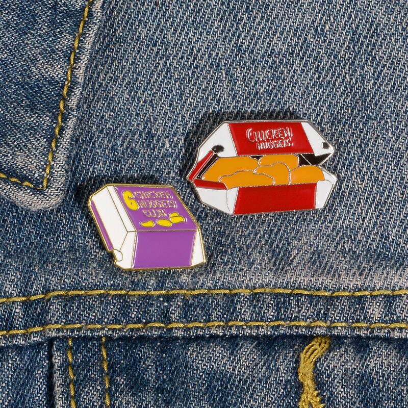 Chicken Nuggets Enamel Pins Fast Food Brooches Funny Box Lapel Pin ...