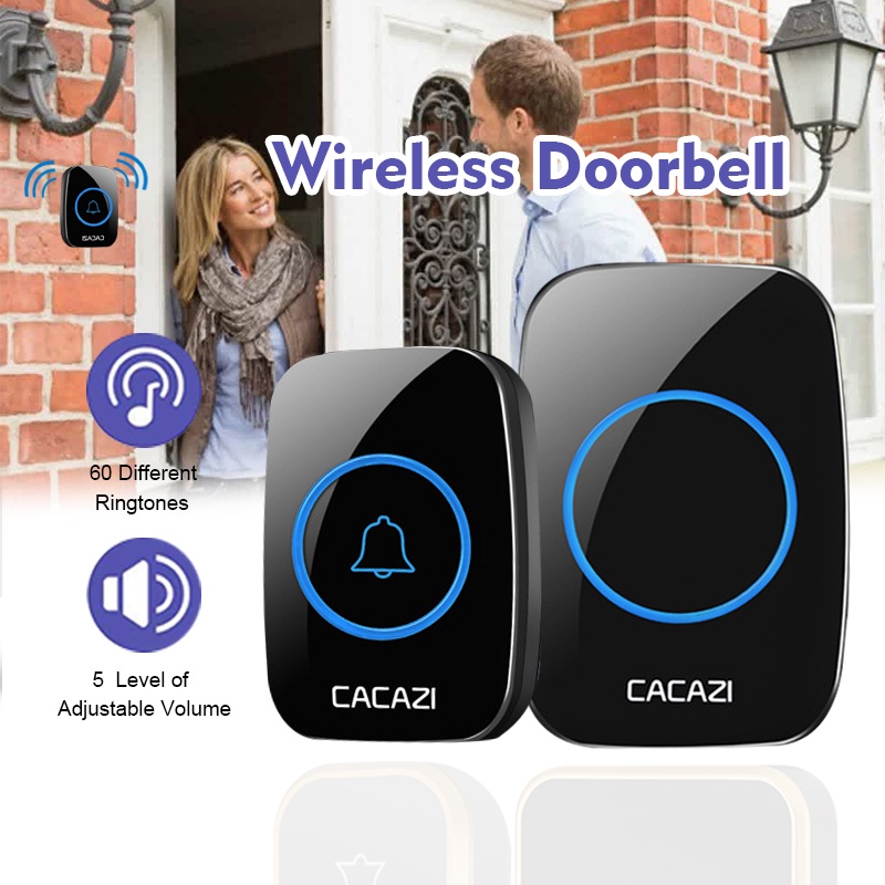 Intelligent Wireless Doorbell Small LED Door Bells 60 Songs Chime Door ...