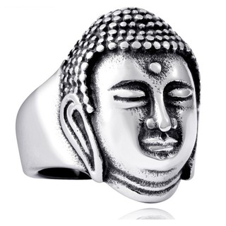 Fashion Punk Personalized Religion Shriman Muni Buddha Portrait Men Ring Jewelry #2