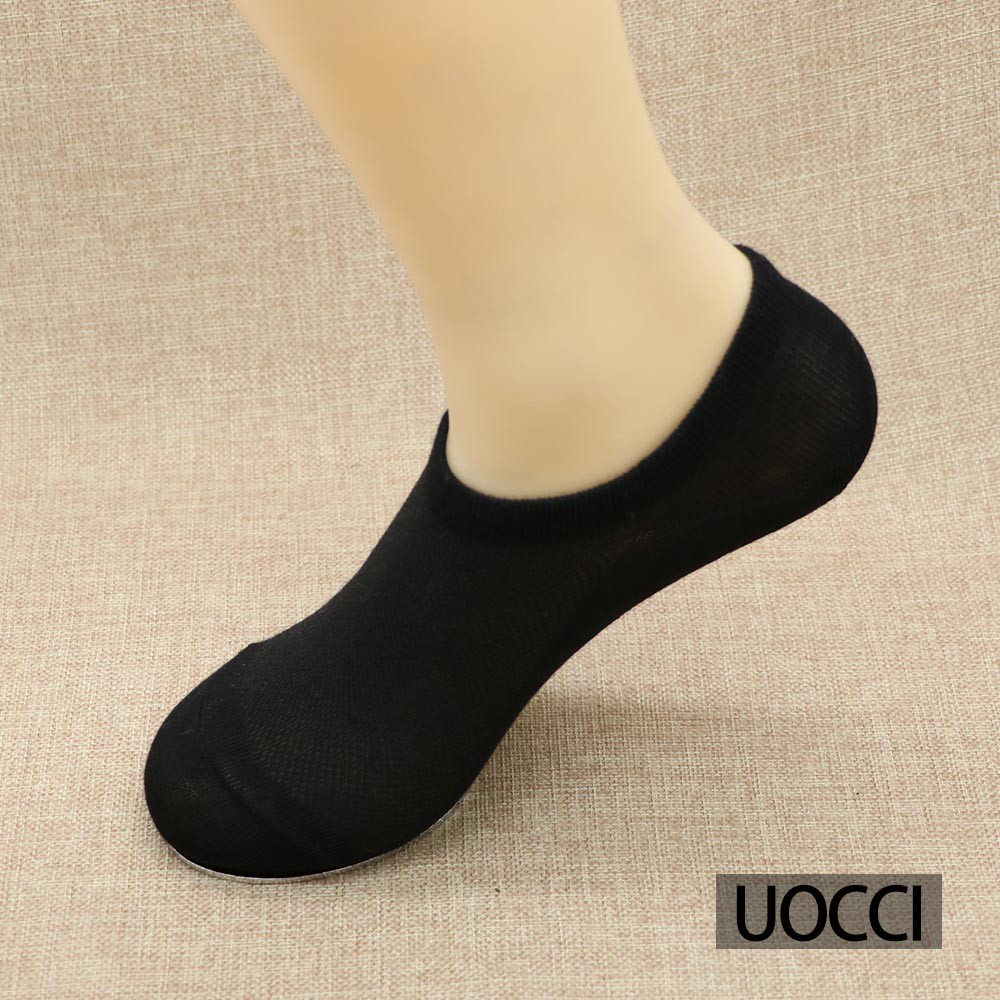6 PAIRS UC UOCCI HIGH QUALITY COTTON BLACK FOOTSOCKS WOMEN MEN UNISEX