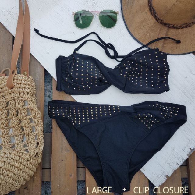 black studded swimsuit