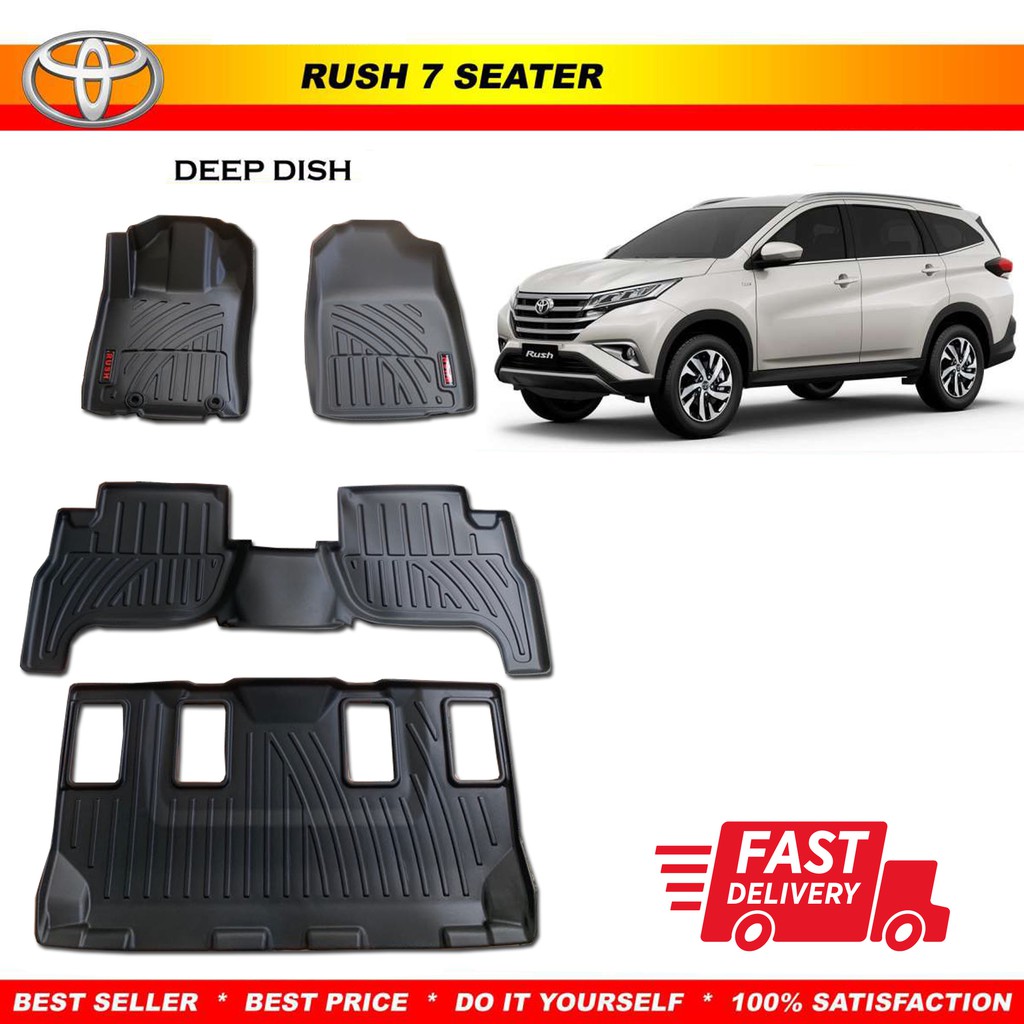 20182020 Toyota Rush Deep Dish Matting 5D Floor Mat with third Row for 7 Seater Shopee