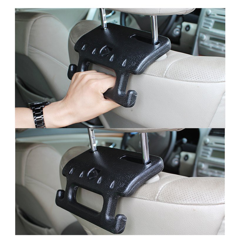 Auto B10 Car Hanger Chair Double Hooks Back Plastic Bags Holder 360 Degree Rotating