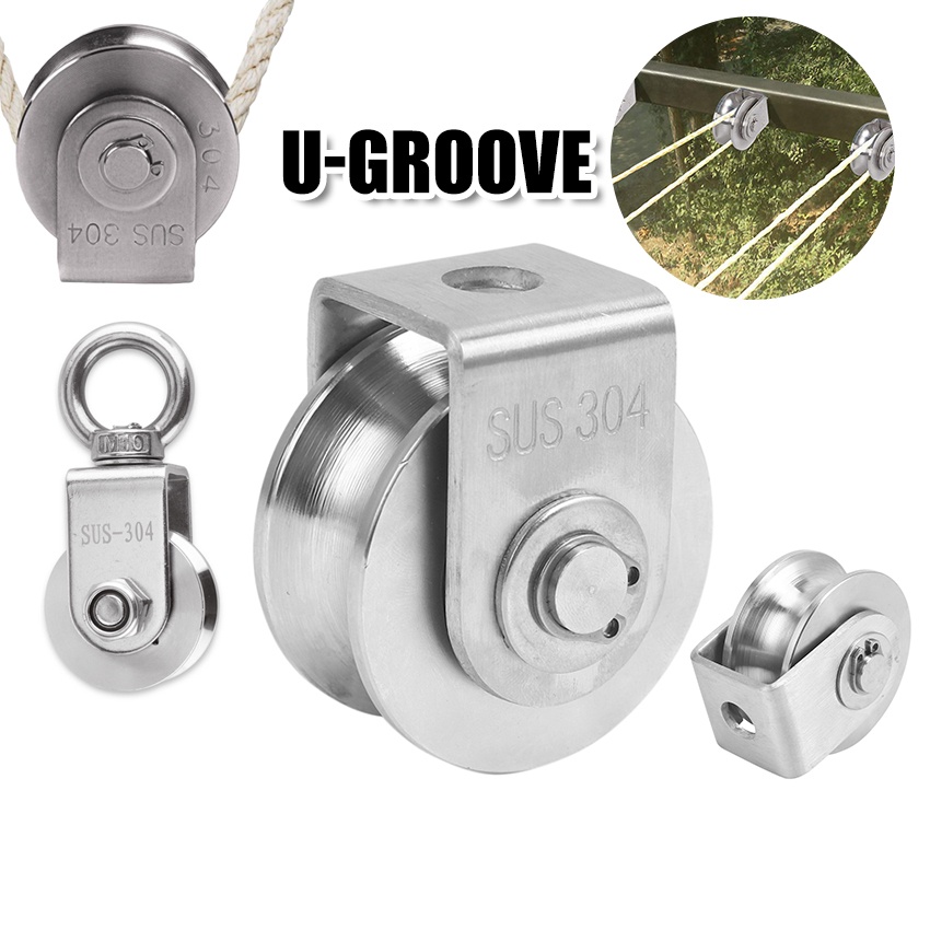 2 inch U Type Pulley Roller Wheel 304 Stainless Steel Bearing For