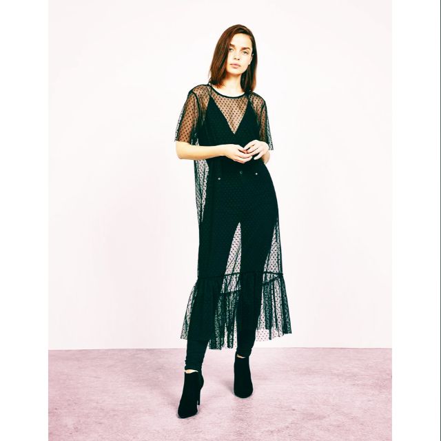Korean Sheer Black Cover Up Dress 