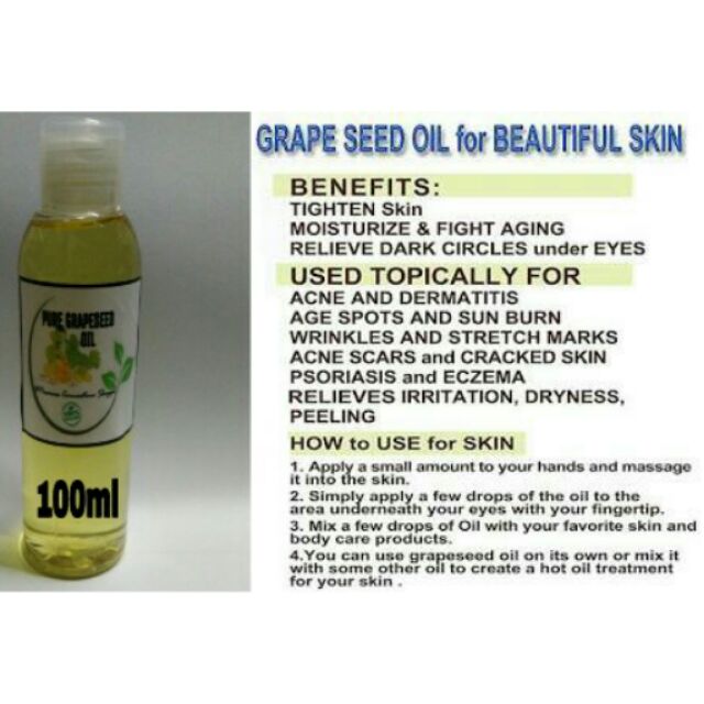 Pure Organic Grapeseed Oil 100ml Shopee Philippines