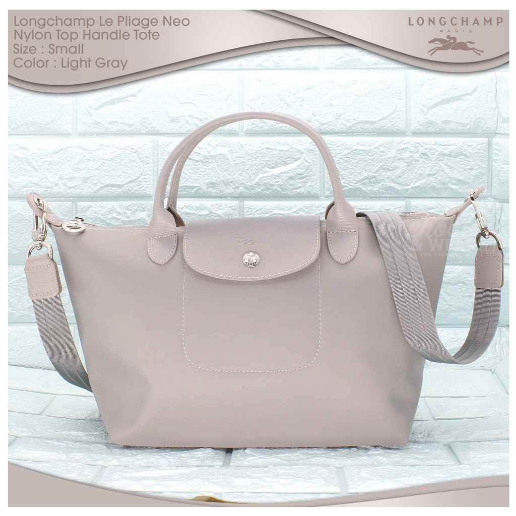 Authentic Longchamp Le Pliage Neo Small Tote Light Gray