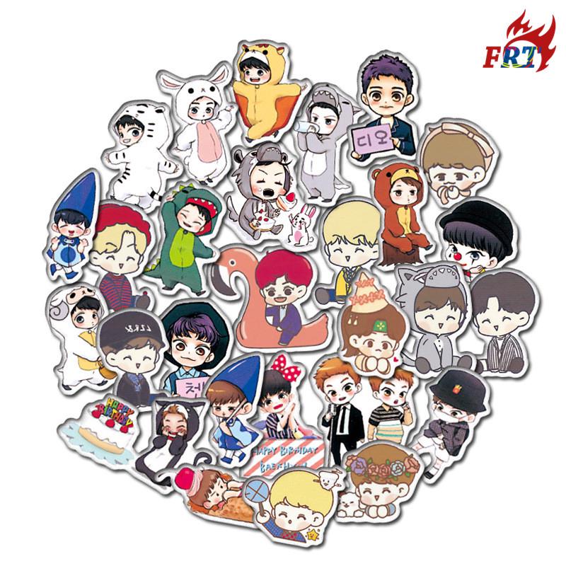 59pcs exo q version laptop skateboard doodle decal