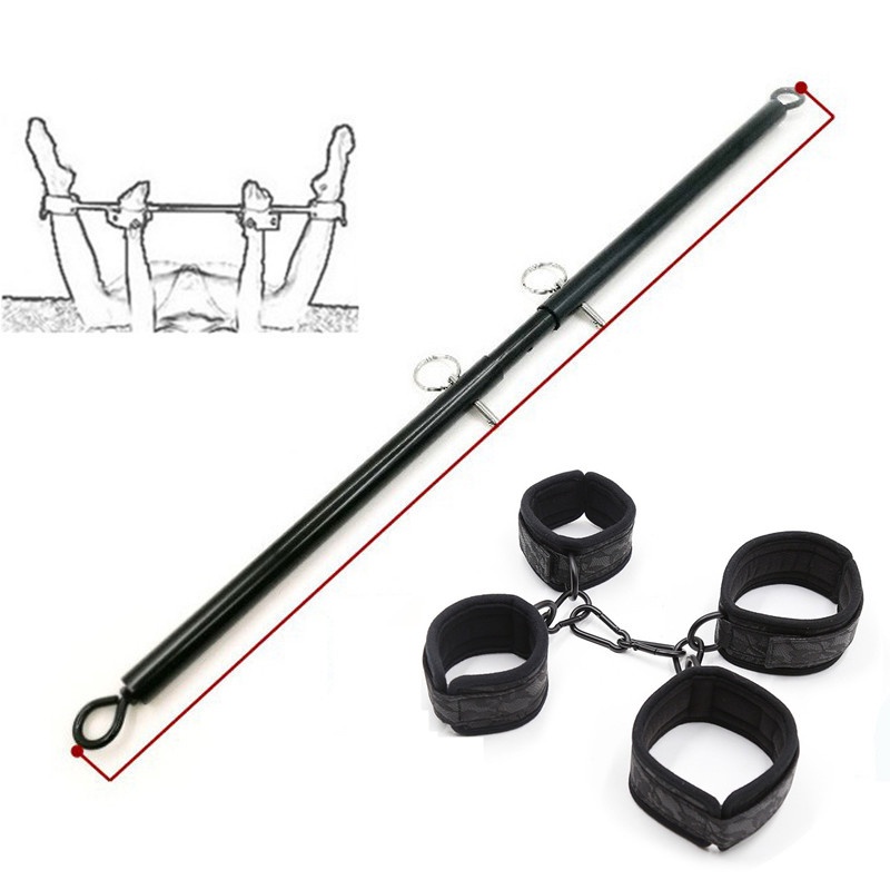 BDSM - Bondage Set, Adjustable Spreader Bar, Sex Slave Handcuffs, Ankle Cuffs, Fetish Restraints,