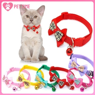 Bowknot Cat Collar with Bells Necklace Buckle Adjustable Small Dog Puppy Kitten Collars Pet Accessor