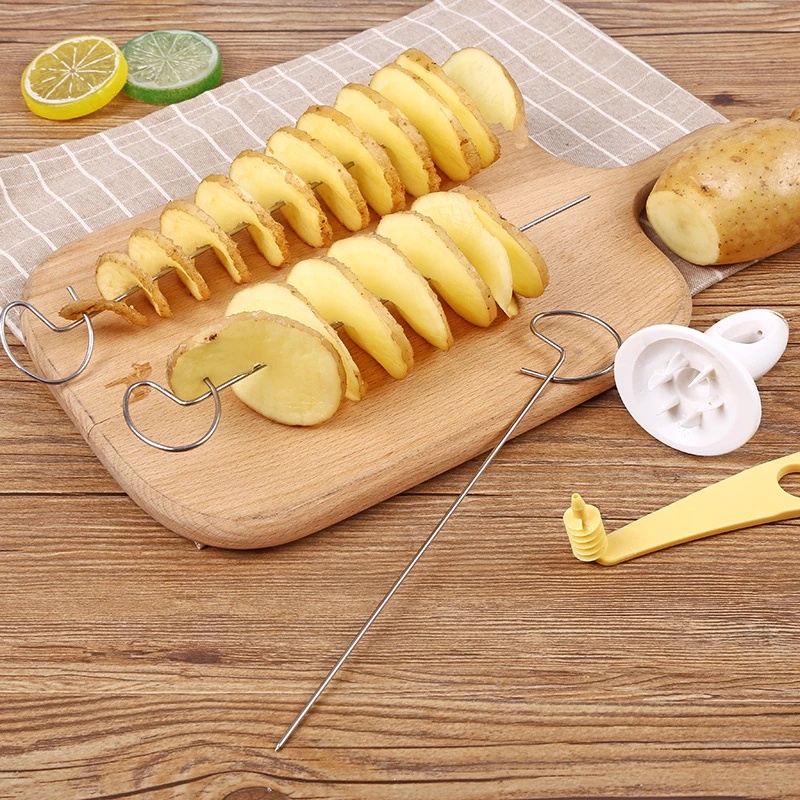 1 Set Creative Spiral Potato Cutter / Manual Slicer Fry Vegetable Spiralizer Maker / Stainless Steel Sticks Chip Cutter Tools / Kitchen Accessories
